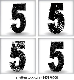 Set of grunge numbers. Vector illustration.