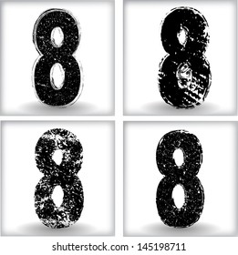 Set of grunge numbers. Vector illustration.