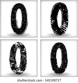 Set of grunge numbers. Vector illustration.