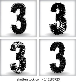 Set of grunge numbers. Vector illustration.