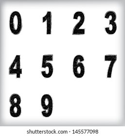 Set of grunge numbers. Vector illustration.