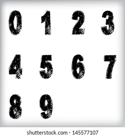 Set Of Grunge Numbers. Vector Illustration.