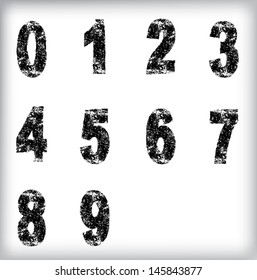 Set Of Grunge Numbers. Vector Illustration. 