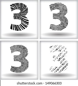Set of grunge numbers. Vector illustration.