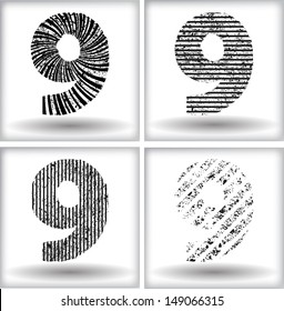 Set of grunge numbers. Vector illustration.