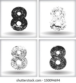 Set of grunge numbers. Vector illustration.