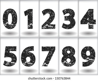 Set Of Grunge Numbers. Vector Illustration. 