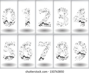 Set of grunge numbers. Vector illustration. 