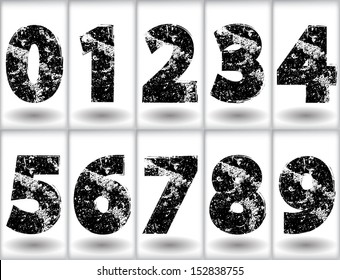 Set of grunge numbers. Vector illustration.