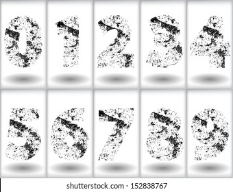 Set of grunge numbers. Vector illustration.