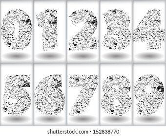 Set of grunge numbers. Vector illustration.