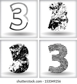 Set of grunge numbers. Vector illustration