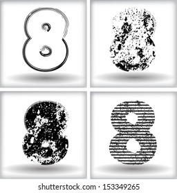 Set of grunge numbers. Vector illustration