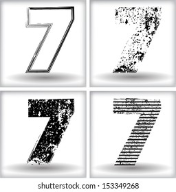Set of grunge numbers. Vector illustration