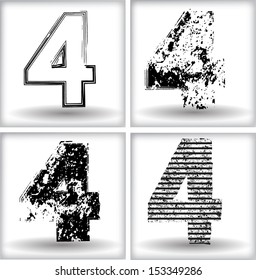 Set of grunge numbers. Vector illustration