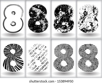 Set of grunge numbers. Vector illustration 