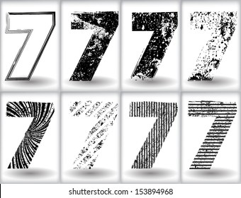 Set of grunge numbers. Vector illustration 