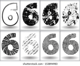 Set of grunge numbers. Vector illustration 