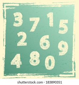 Set of grunge numbers. Vector illustration. 