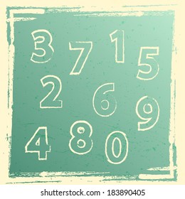 Set of grunge numbers. Vector illustration. 
