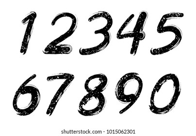 Set of grunge numbers.Vector dirty numbers.