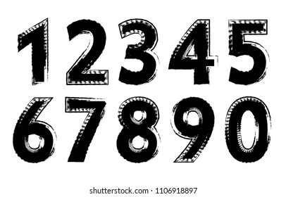 Set of grunge numbers.Vector dirty numbers.