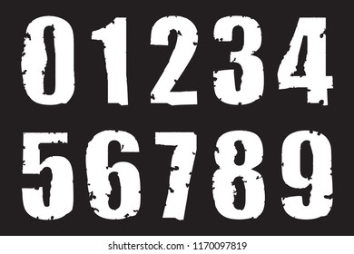 Set of grunge numbers.Vector dirty numbers.