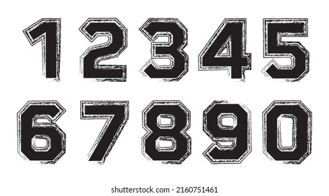 Set of grunge numbers.Vector dirty numbers.