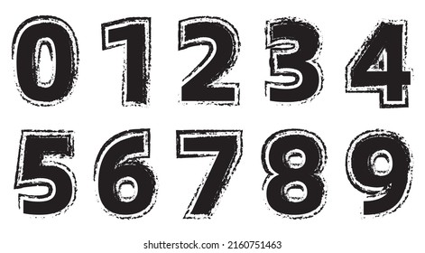 Set Of Grunge Numbers.Vector Dirty Numbers.