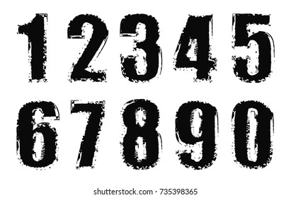 Set of grunge numbers.Vector dirty numbers.