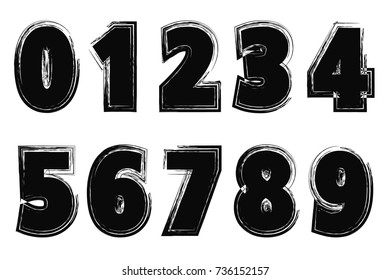 Set of grunge numbers.Vector dirty numbers.