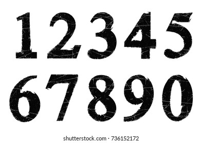 Set of grunge numbers.Vector dirty numbers.