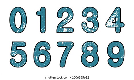 Set of grunge numbers.Vector distressed numbers.