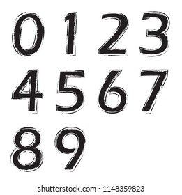 Set of grunge numbers.Vector distressed numbers.
