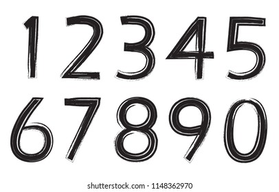 Set of grunge numbers.Vector distressed numbers.