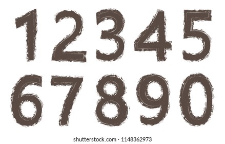 Set of grunge numbers.Vector distressed numbers.