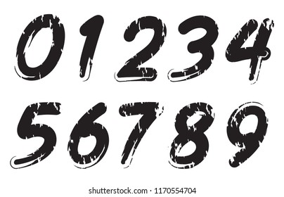 Set of grunge numbers.Vector distressed numbers.