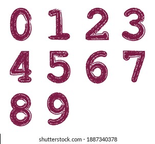 Set of grunge numbers.Vector distressed numbers.