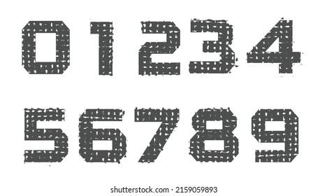 Set of grunge numbers.Vector distressed numbers.