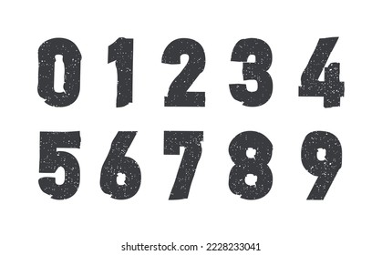 Set of grunge numbers.Vector distressed numbers.