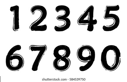 Set of grunge numbers.Vector distressed numbers.