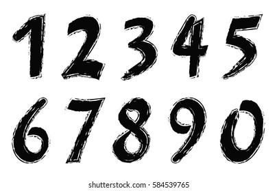 Set of grunge numbers.Vector distressed numbers.