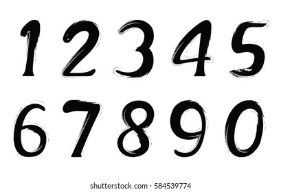 Set of grunge numbers.Vector distressed numbers.
