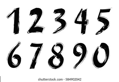 Set of grunge numbers.Vector distressed numbers.