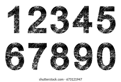 Set of grunge numbers.Vector distressed numbers.
