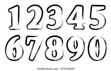 Set of grunge numbers.Vector distressed numbers.