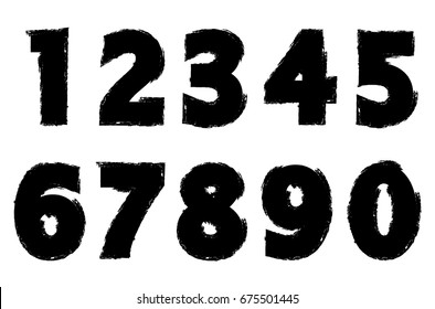 Set of grunge numbers.Vector distressed numbers.