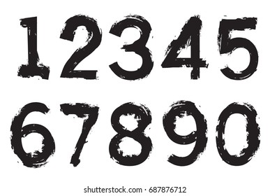 Set of grunge numbers.Vector distressed numbers.
