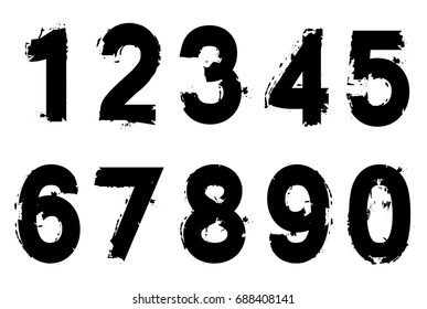 Set of grunge numbers.Vector distressed numbers.