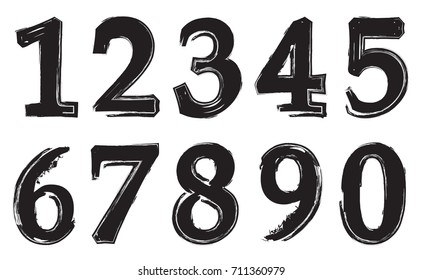 Set of grunge numbers.Vector distressed numbers.